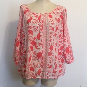 Gap 3/4 Sleeve Boho Floral Print Peasant Blouse XL